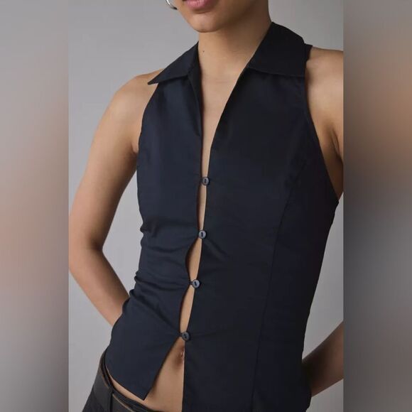 Urban Outfitters Tops - NWT Urban Outfitters Party Girl Cotton-Blend ButtonDown SleevelessLg (fits med)